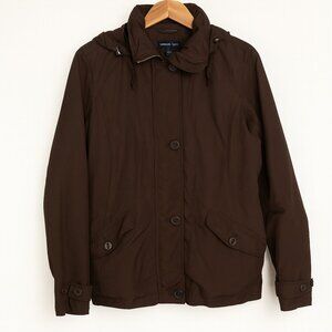 Lands' End Womens Jacket Storm Raker Windbreaker Brown Water Transitional Size M